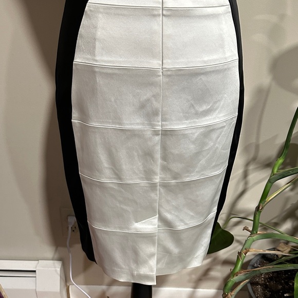 *JAX* Black x White Contrast Panel Bodycon Cocktail Mini Dress Size 6 - Picture 8 of 11